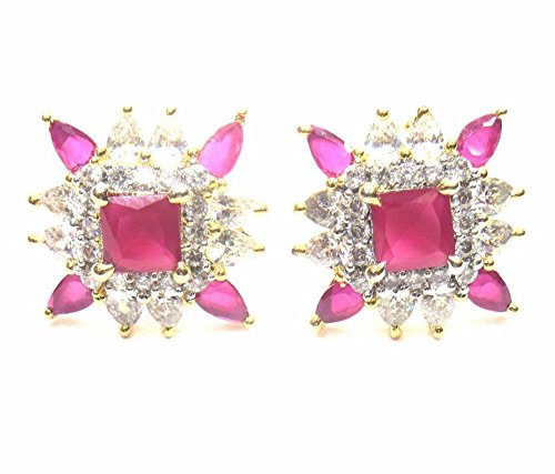Jewelshingar Jewellery Diamond Looking Stud Earrings For Women ( 39241-ead-studds-ruby )