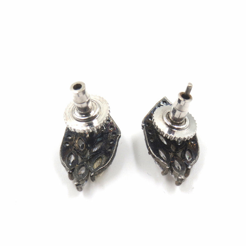 Jewelshingar Jewellery American Diamond Victorian Plated Clear Colour Stud Earrings For Women ( 52551GJT )