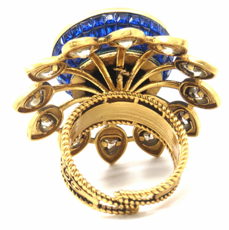 Jewelshingar Jewellery Fine Kundan Adjustable Blue Ring ( 53490ACR )