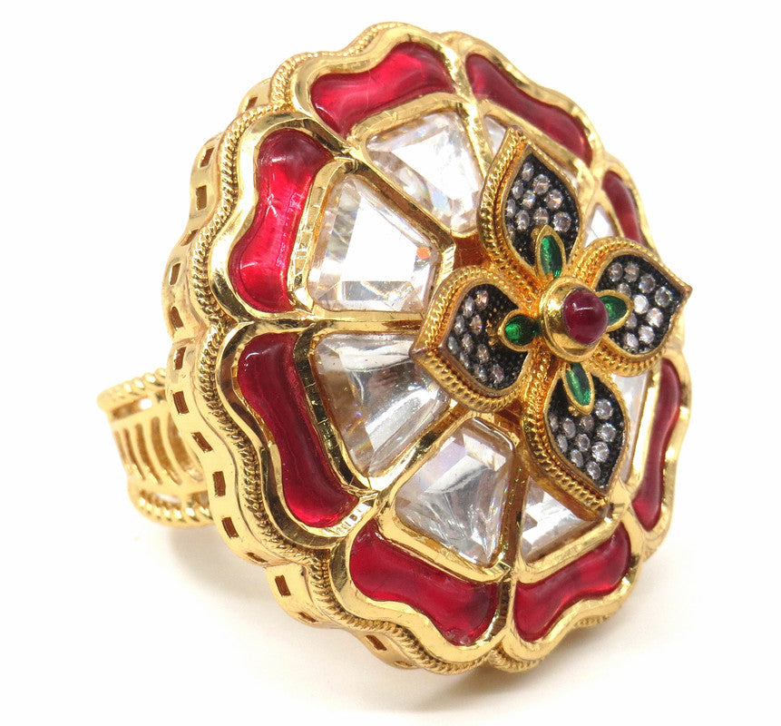 Jewelshingar Jewellery Fine Kundan Adjustable Multi Ring ( 53494ACR )