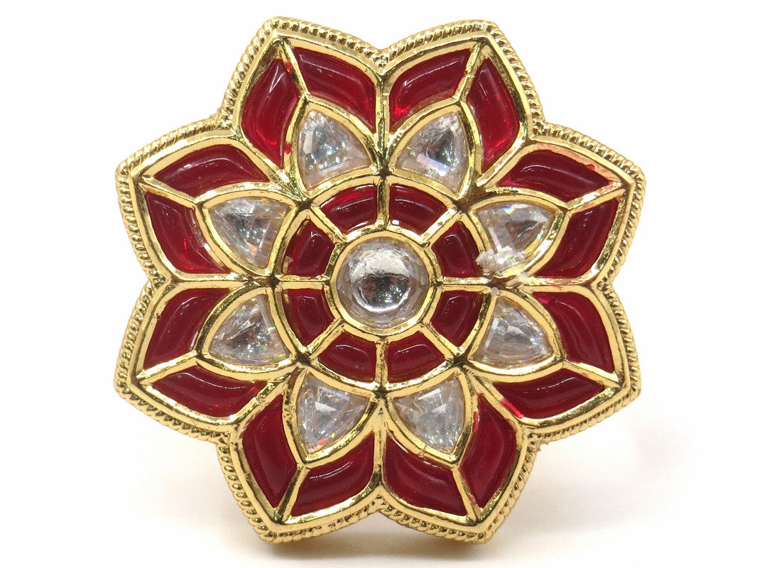 Jewelshingar Jewellery Fine Kundan Adjustable Ruby Ring ( 53525ACR )
