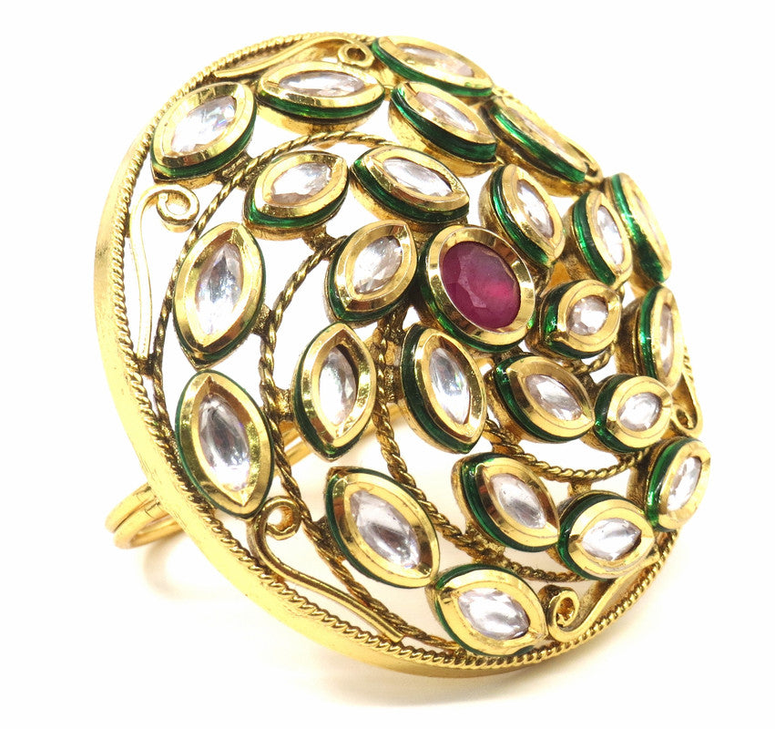 Jewelshingar Jewellery Fine Kundan Adjustable Ruby Ring ( 53530ACR )
