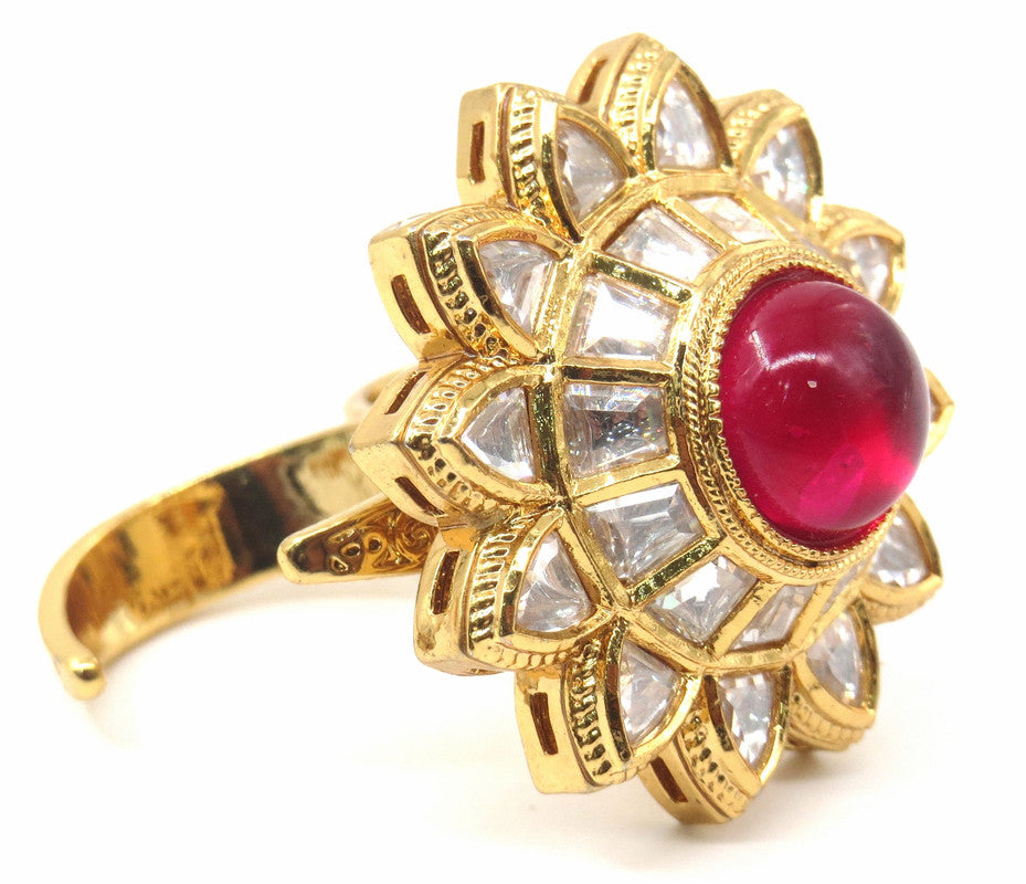 Jewelshingar Jewellery Fine Kundan Adjustable Ruby Ring ( 53542ACR )