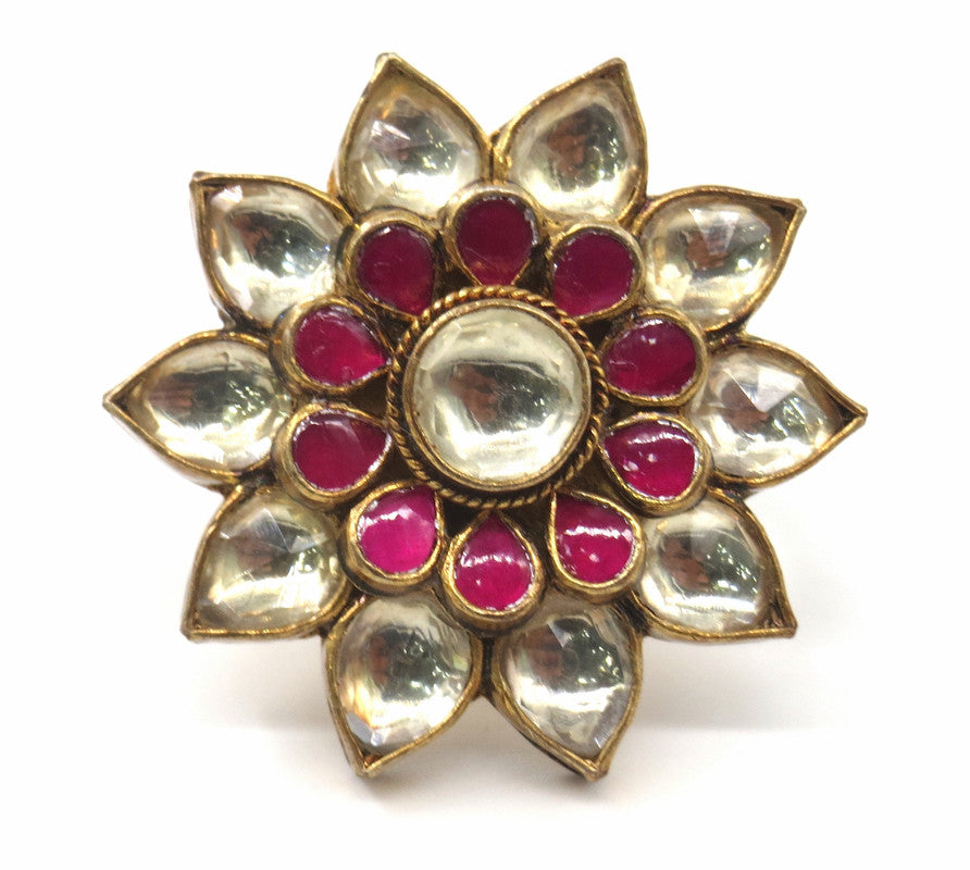 Jewelshingar Jewellery Fine Kundan Adjustable Ruby Ring ( 53566ACR )