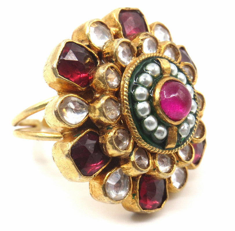 Jewelshingar Jewellery Fine Kundan Adjustable Multi Ring ( 53590ACR )