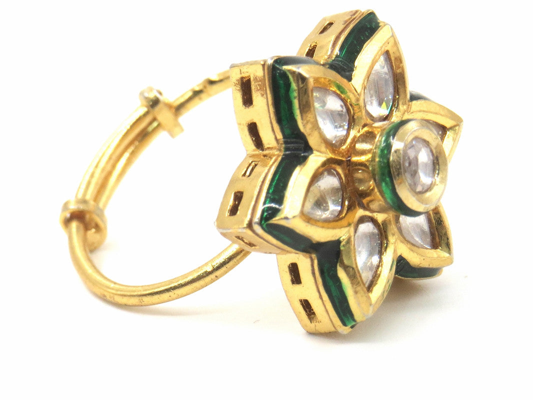 Jewelshingar Jewellery Fine Kundan Adjustable Gold Ring ( 53638ACR )