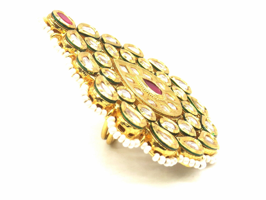 Jewelshingar Jewellery Fine Kundan Adjustable Ruby Ring ( 53670ACR )