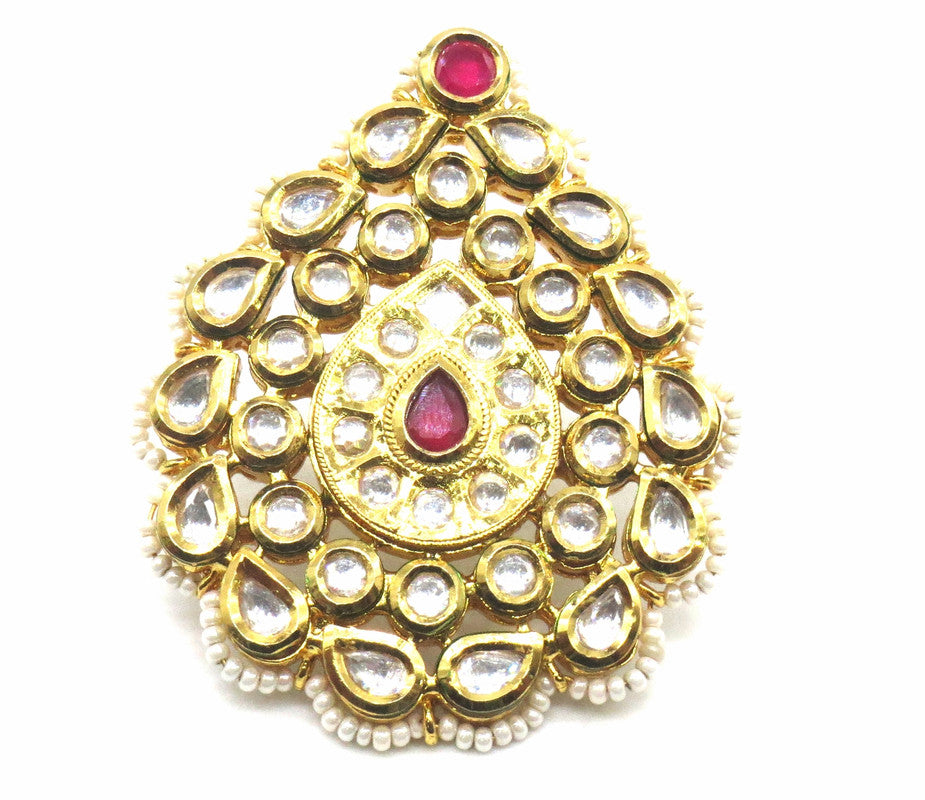 Jewelshingar Jewellery Fine Kundan Adjustable Ruby Ring ( 53670ACR )