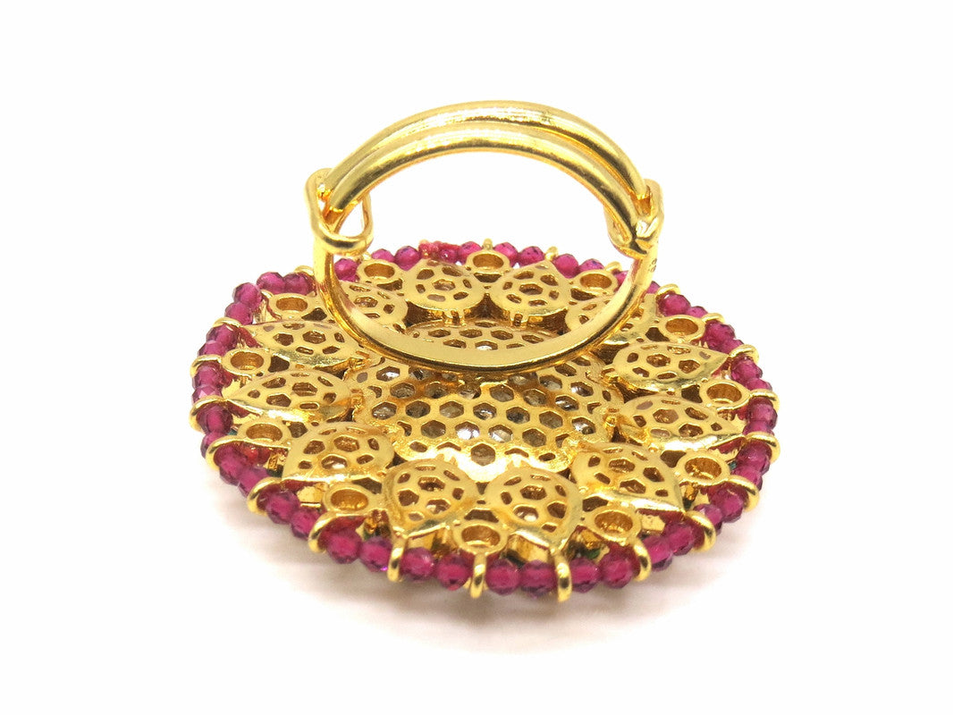 Jewelshingar Jewellery Fine Kundan Adjustable Ruby Ring ( 53678ACR )
