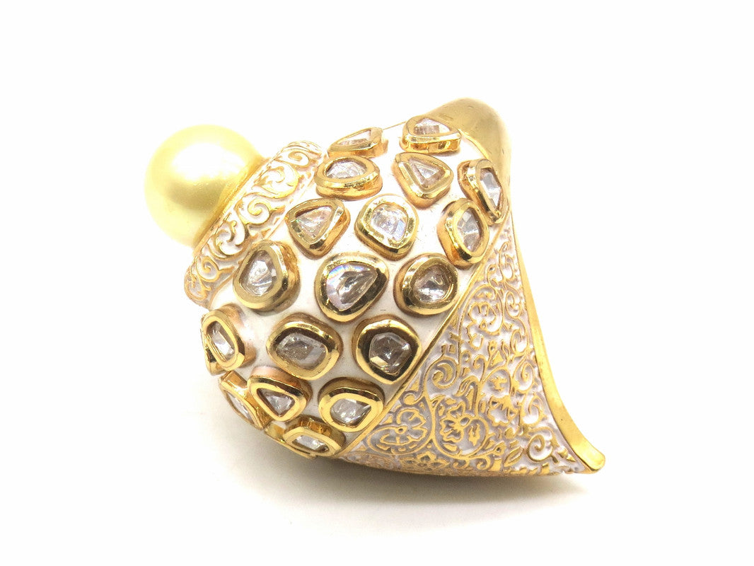 Jewelshingar Jewellery Fine Kundan Adjustable Pearl Ring ( 53682ACR )