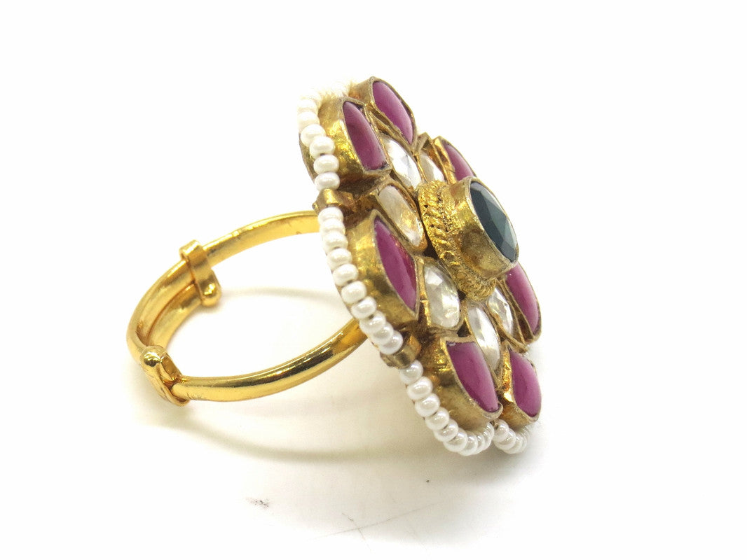 Jewelshingar Jewellery Fine Kundan Adjustable Multi Ring ( 53728ACR )