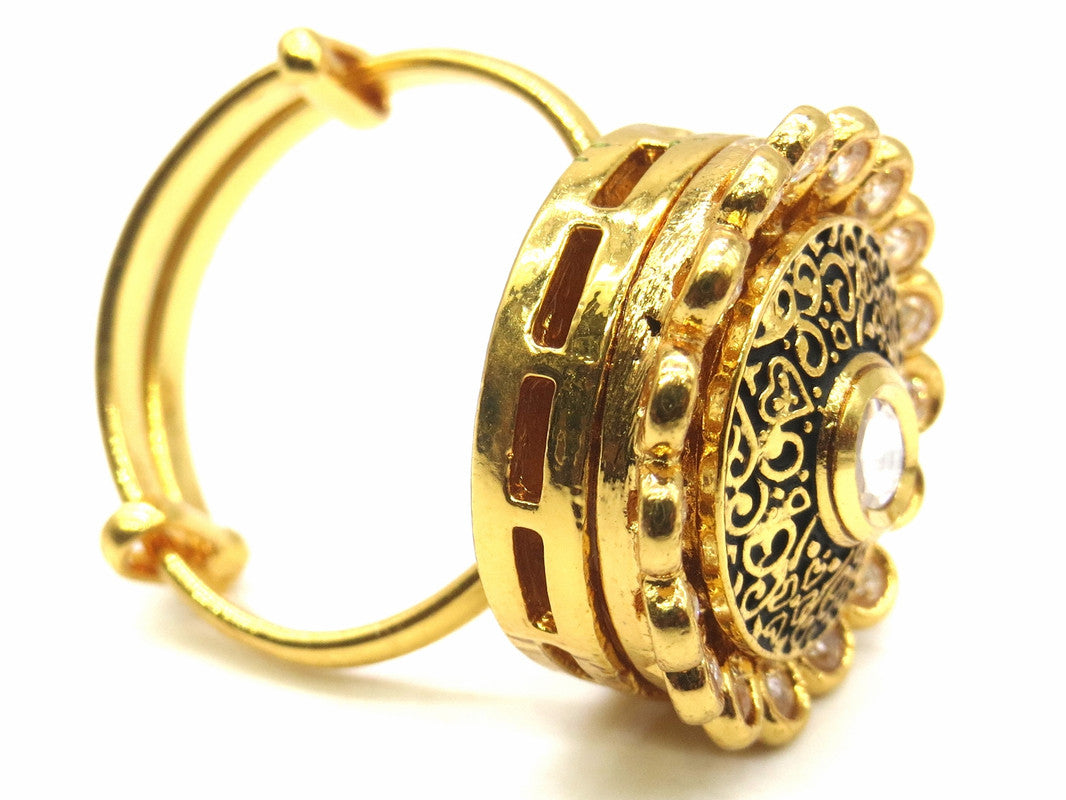 Jewelshingar Jewellery Fine Kundan Adjustable Gold Ring ( 53766ACR )