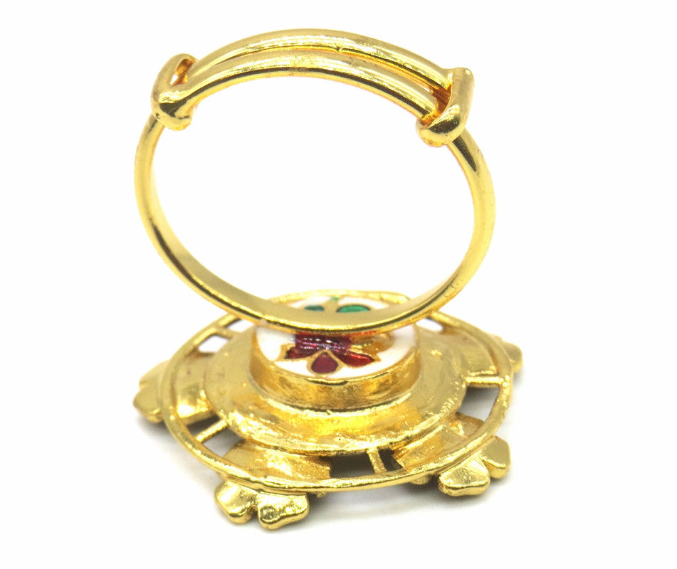 Jewelshingar Jewellery Fine Kundan Adjustable Ruby Ring ( 53821ACR )