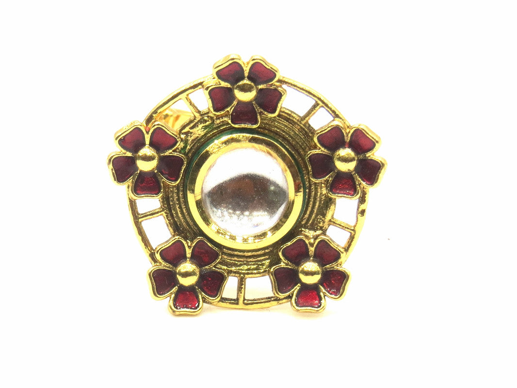 Jewelshingar Jewellery Fine Kundan Adjustable Ruby Ring ( 53821ACR )