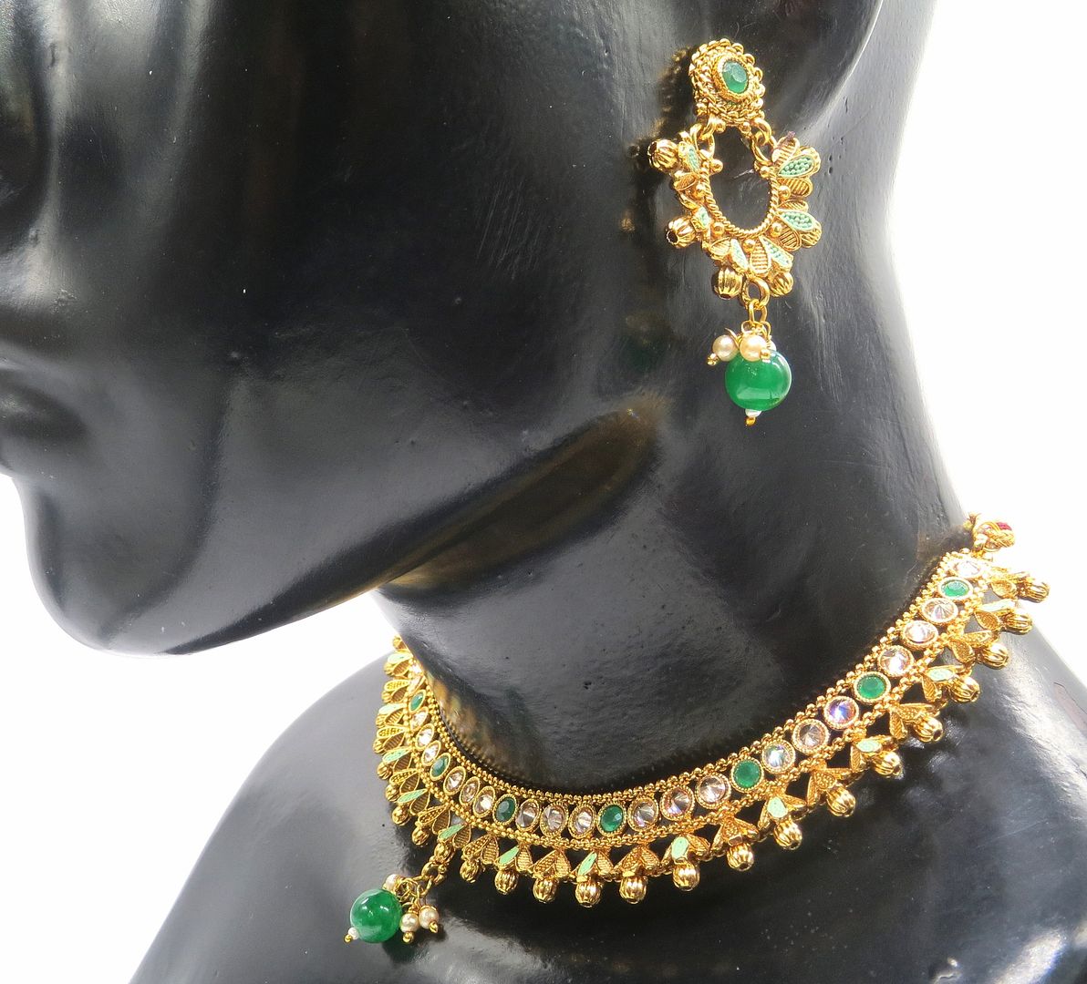 Jewelshingar Jewellery Green Colour Necklace For Women ( 54285ATS )