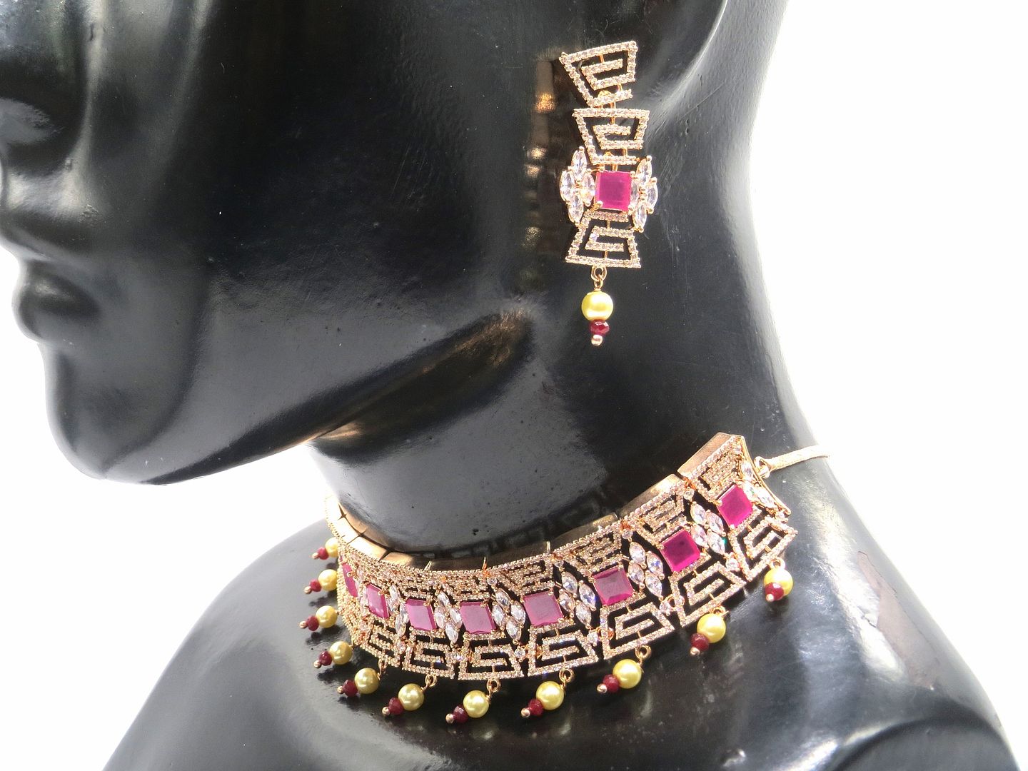 Jewelshingar Jewellery Ruby Colour Necklace For Women ( 54297NAD )