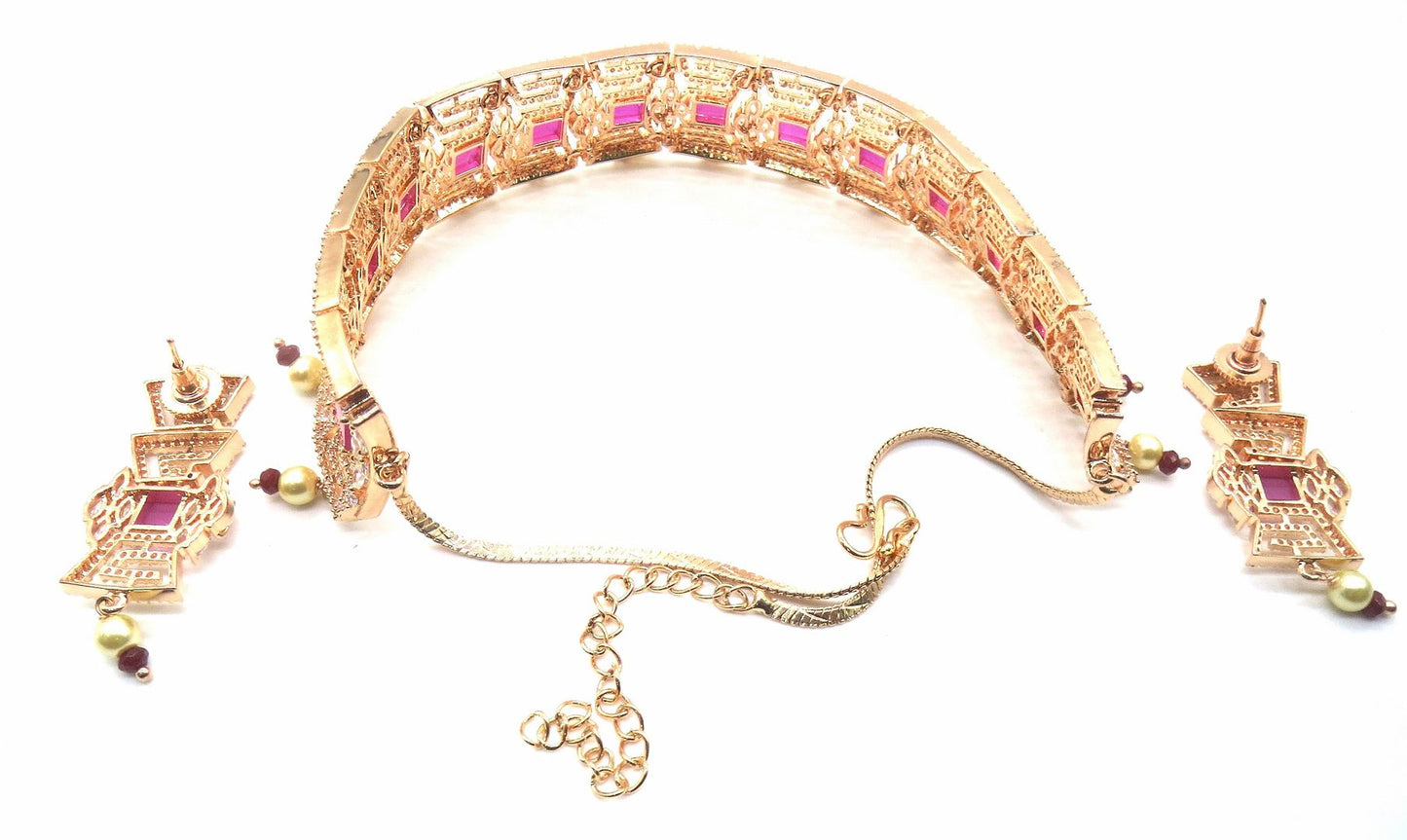 Jewelshingar Jewellery Ruby Colour Necklace For Women ( 54297NAD )