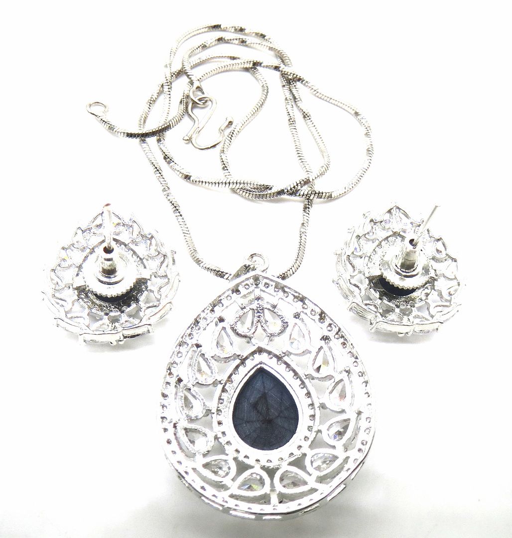 Jewelshingar Jewellery BLUE Colour Pendant Set For Women ( 54438PSD )
