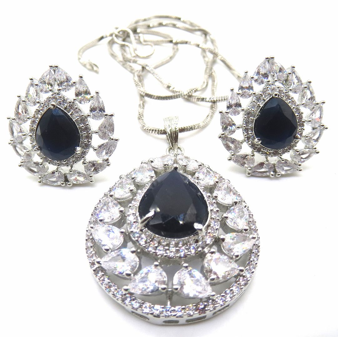 Jewelshingar Jewellery BLUE Colour Pendant Set For Women ( 54438PSD )
