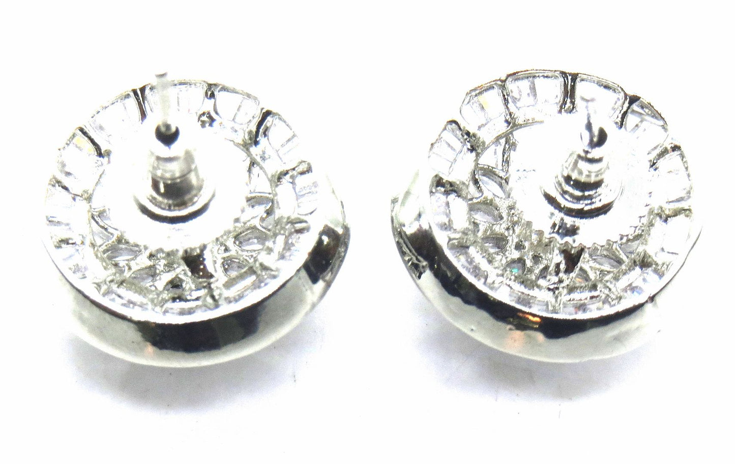 Jewelshingar Jewellery American Diamond PlatedSilver Colour Stud Earrings For Women ( 54872EAD )