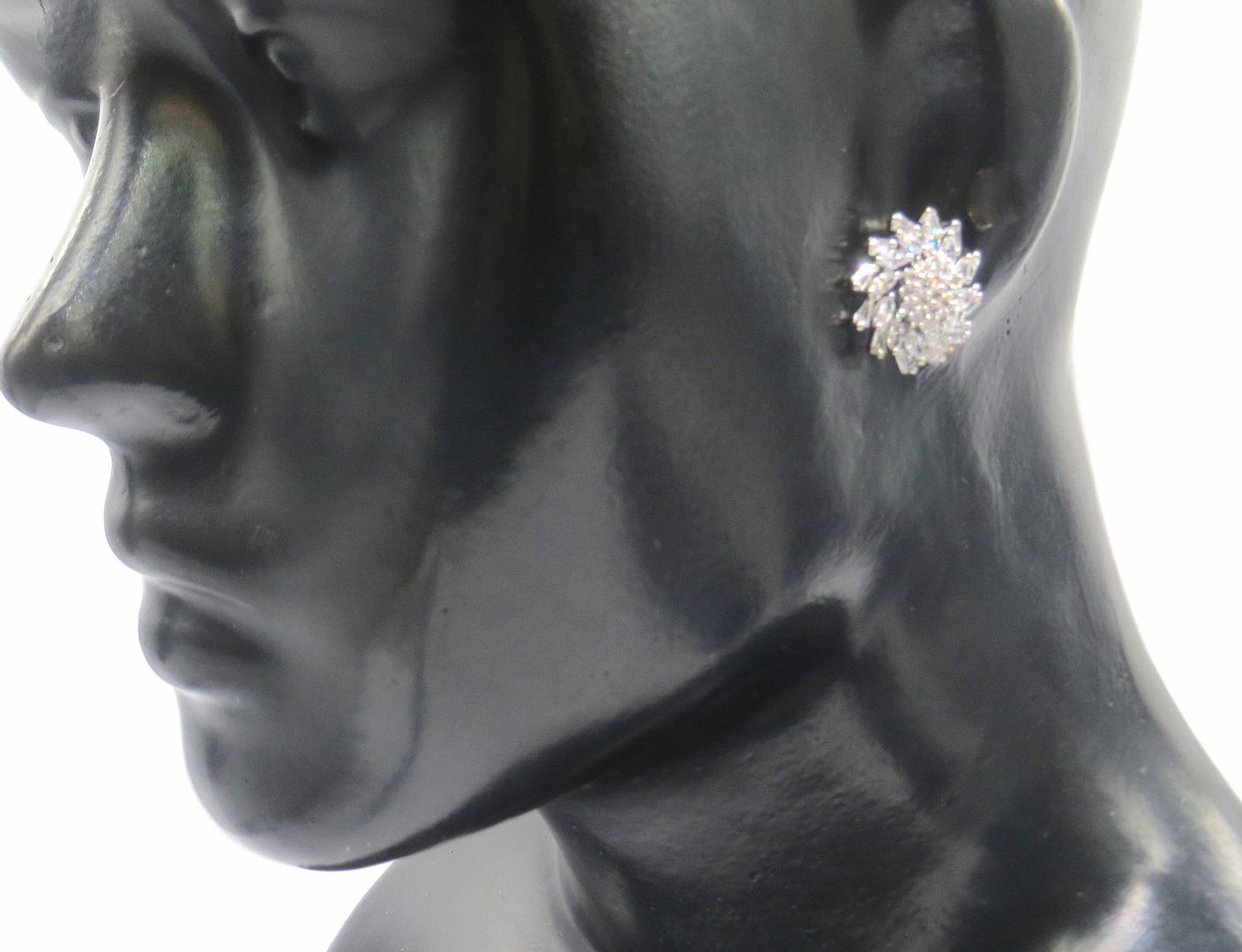 Jewelshingar Jewellery American Diamond PlatedSilver Colour Stud Earrings For Women ( 54876EAD )
