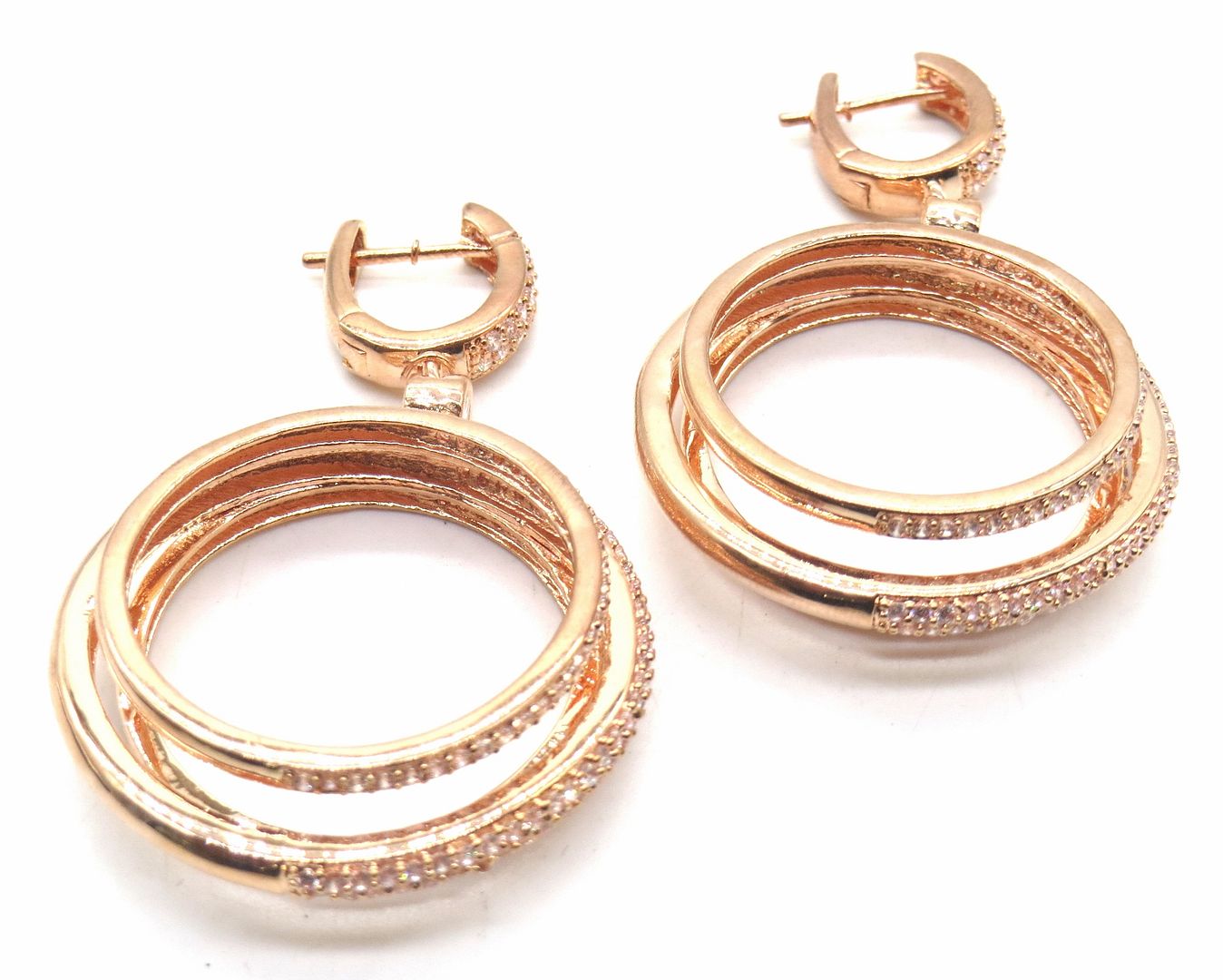 Jewelshingar Jewellery American Diamond PlatedRosegold Colour Stud Earrings For Women ( 54979EAD )