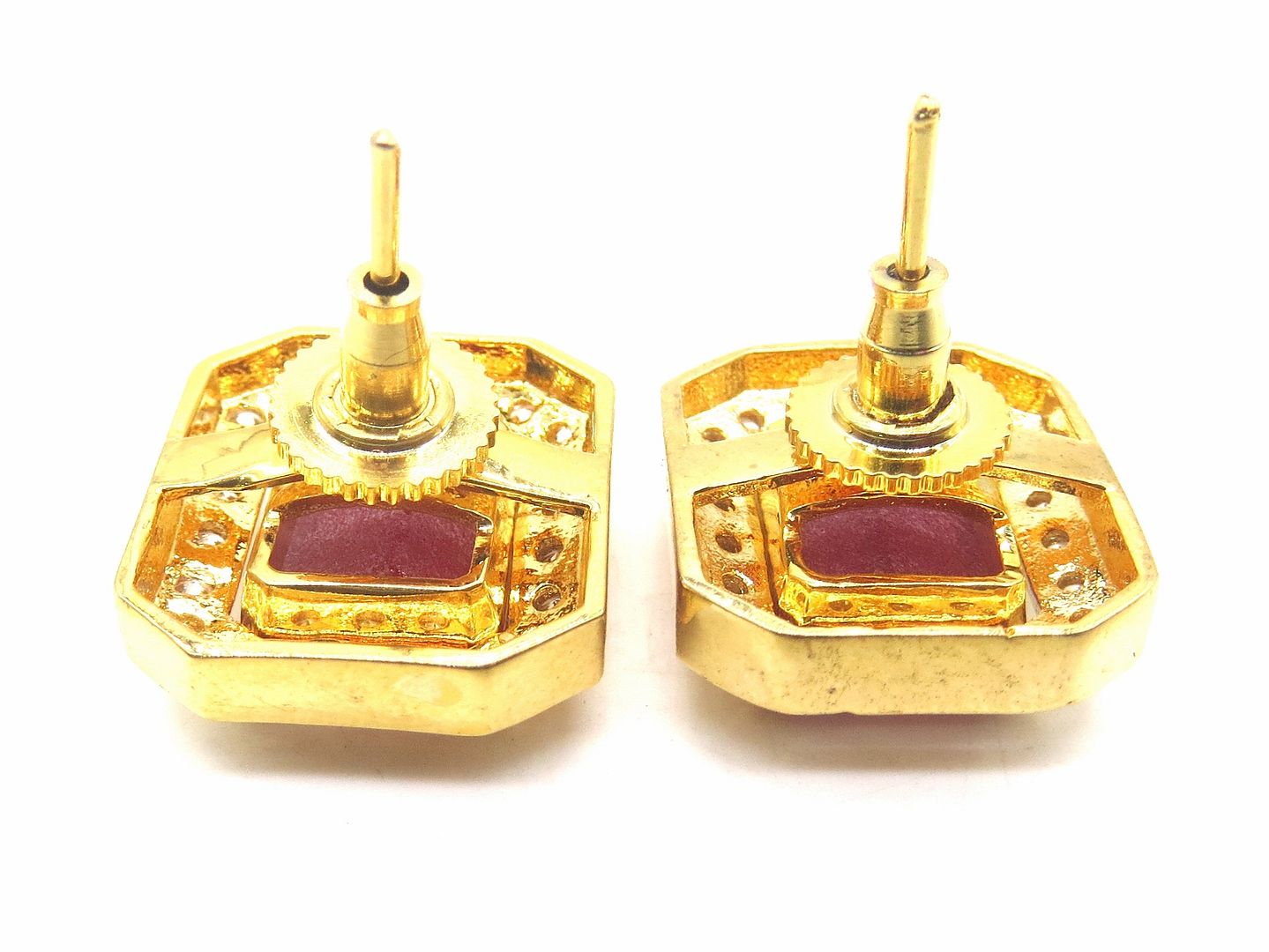 Jewelshingar Jewellery American Diamond PlatedGold Colour Stud Earrings For Women ( 55084GJT )