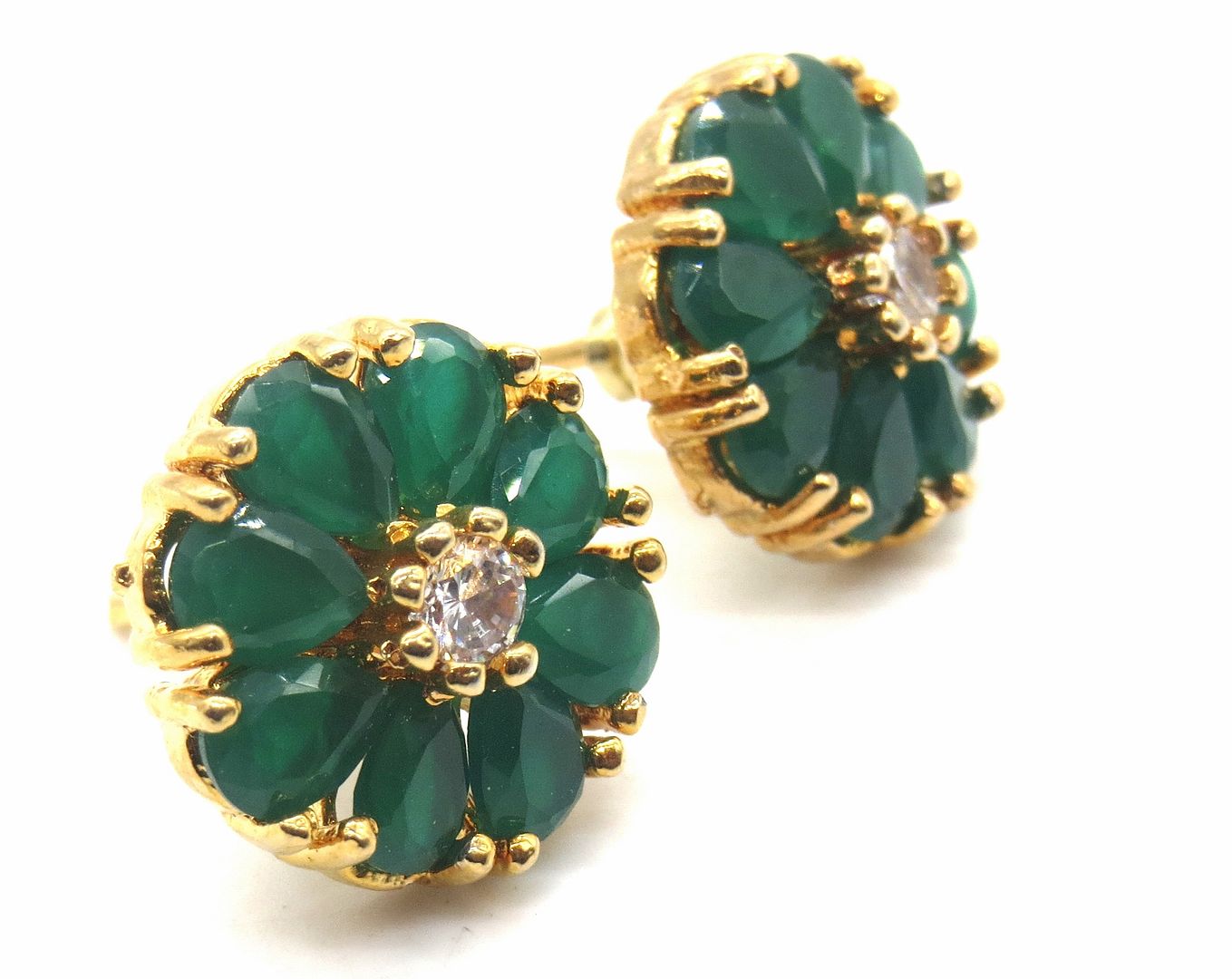 Jewelshingar Jewellery American Diamond PlatedGold Colour Stud Earrings For Women ( 55187GJT )