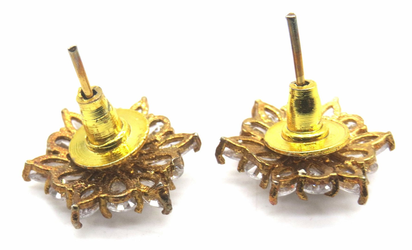 Jewelshingar Jewellery American Diamond PlatedGold Colour Stud Earrings For Women ( 55295GJT )