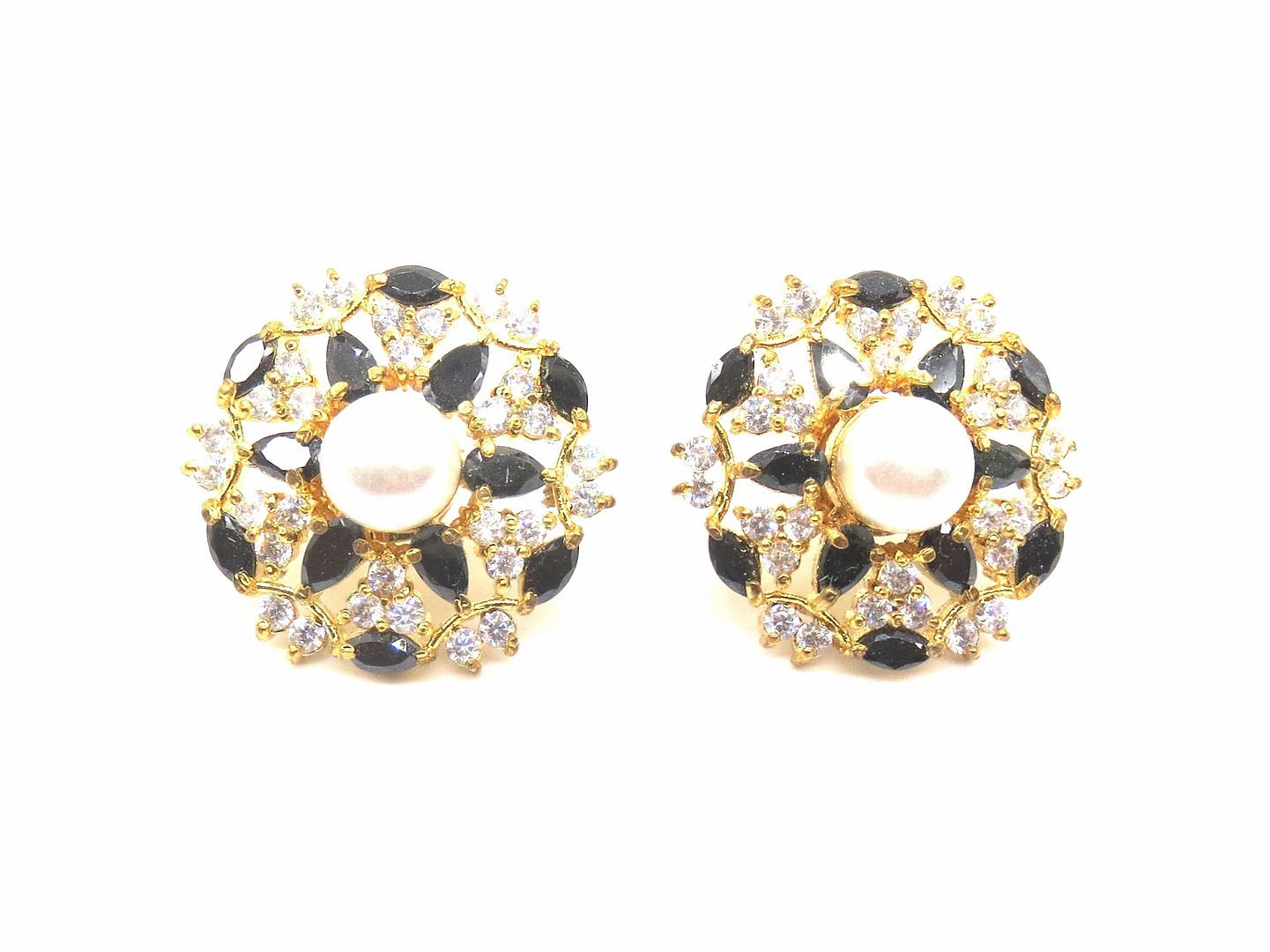 Jewelshingar Jewellery American Diamond PlatedGold Colour Stud Earrings For Women ( 55471GJT )