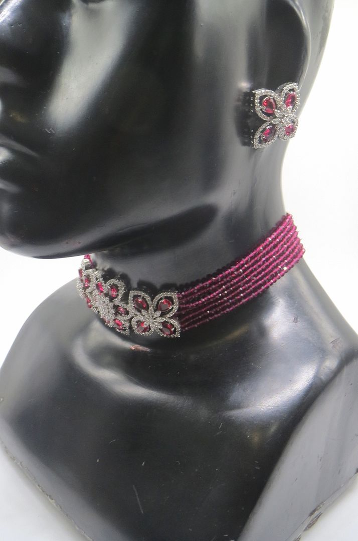 Jewelshingar Jewellery Ruby Colour Necklace For Women ( 55580NAD )