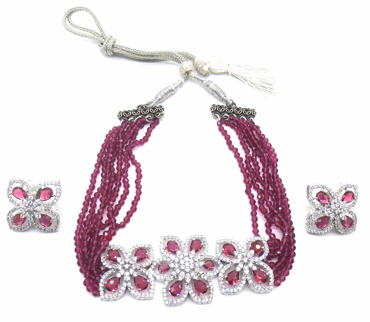 Jewelshingar Jewellery Ruby Colour Necklace For Women ( 55580NAD )