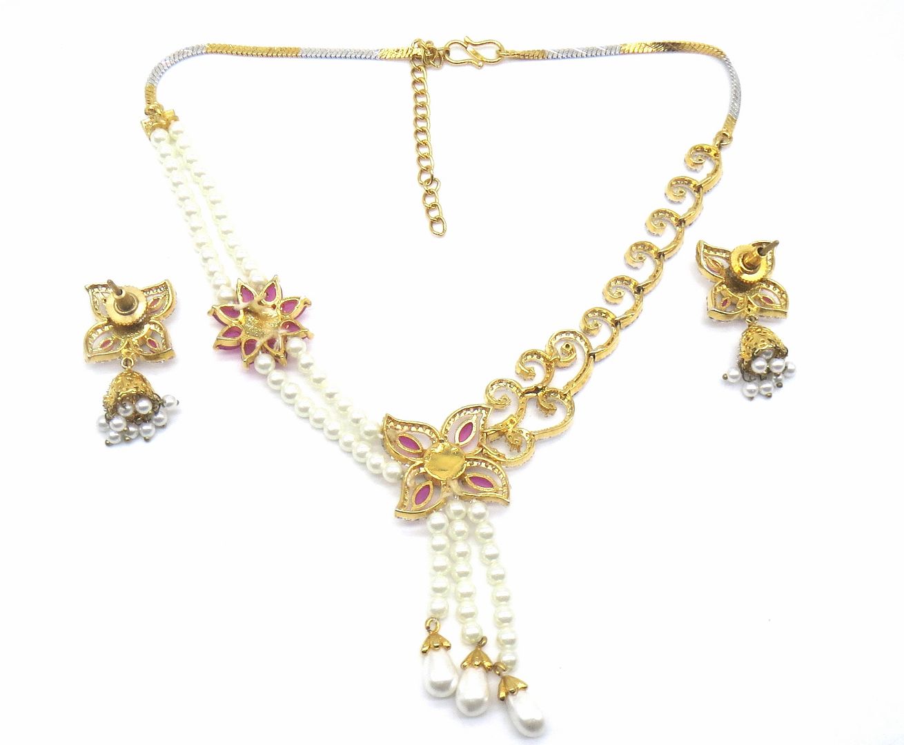 Jewelshingar Jewellery Ruby Colour Necklace For Women ( 55584NAD )