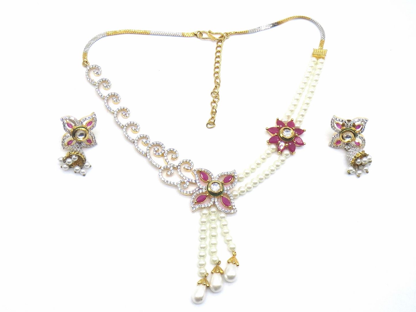 Jewelshingar Jewellery Ruby Colour Necklace For Women ( 55584NAD )