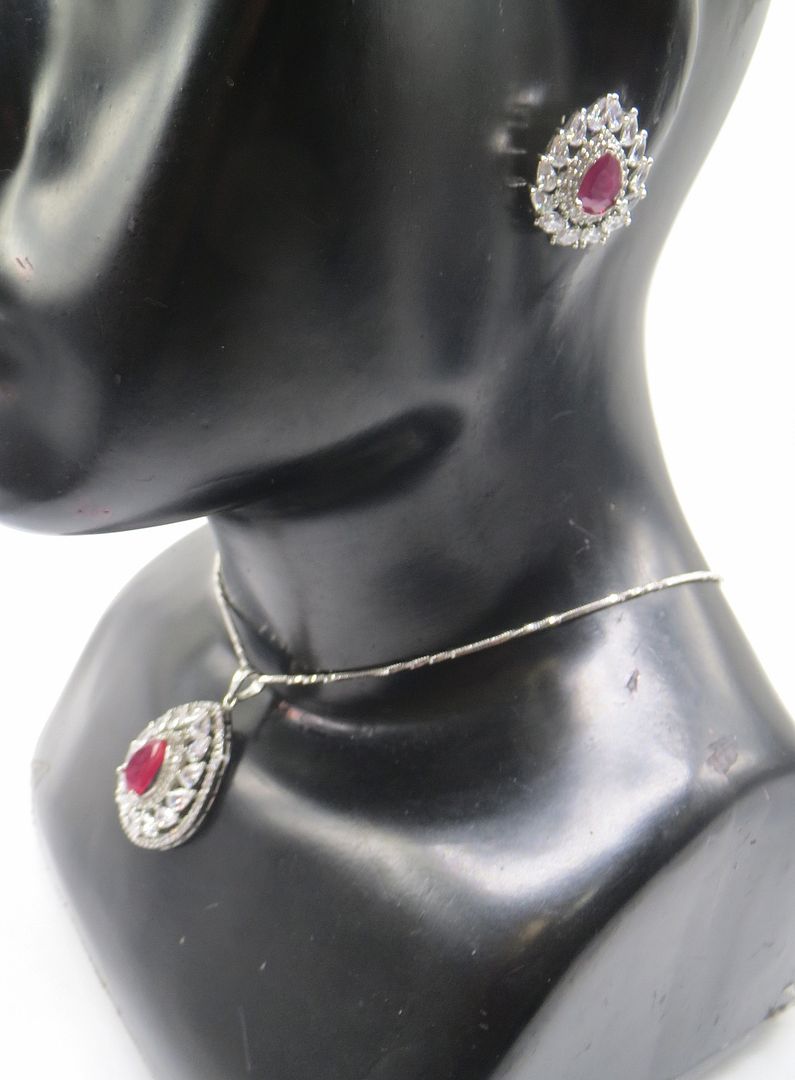 Jewelshingar Jewellery Ruby Colour Pendant Set For Women ( 55608PSD )