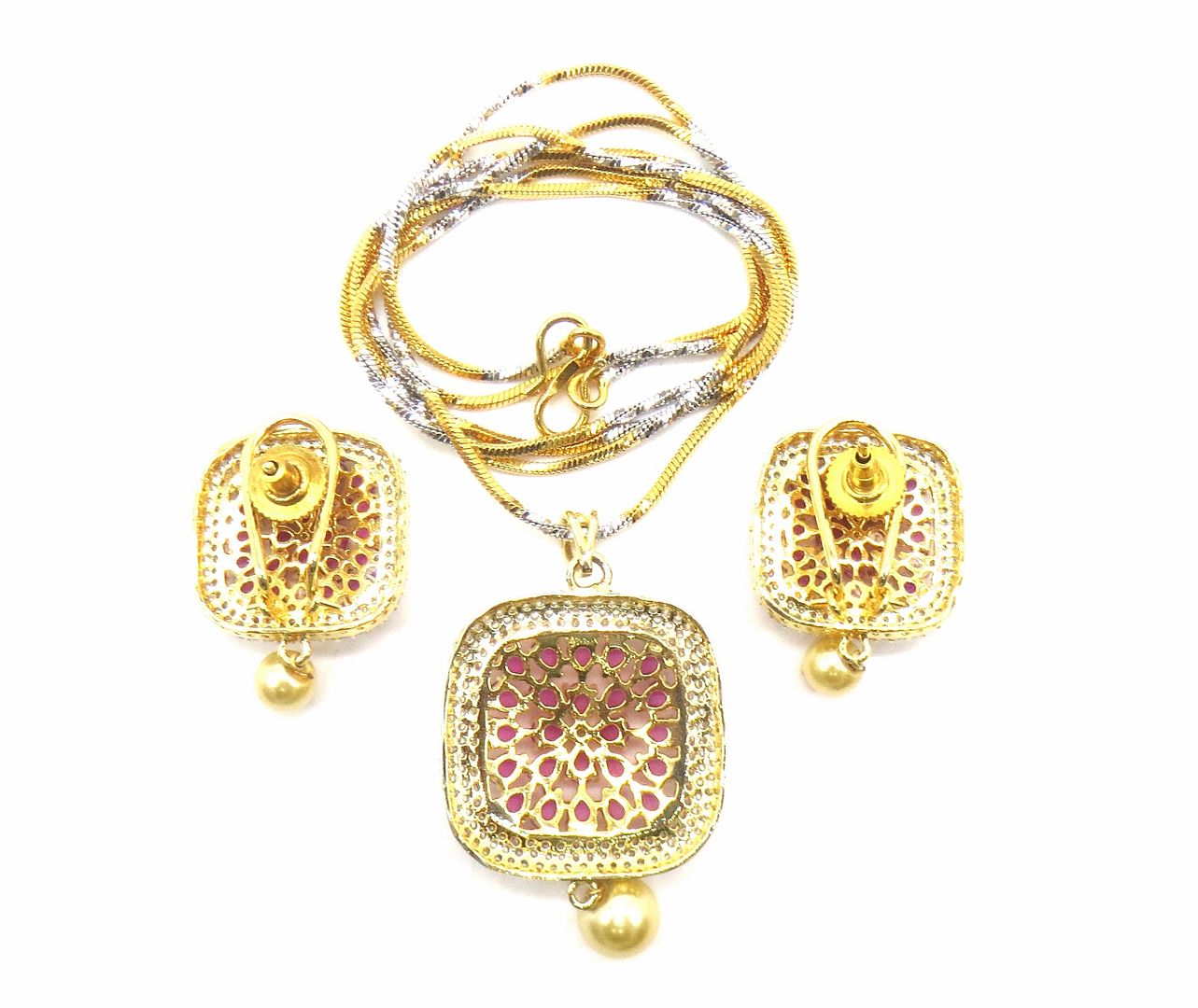 Jewelshingar Jewellery Ruby Colour Pendant Set For Women ( 55632PSD )