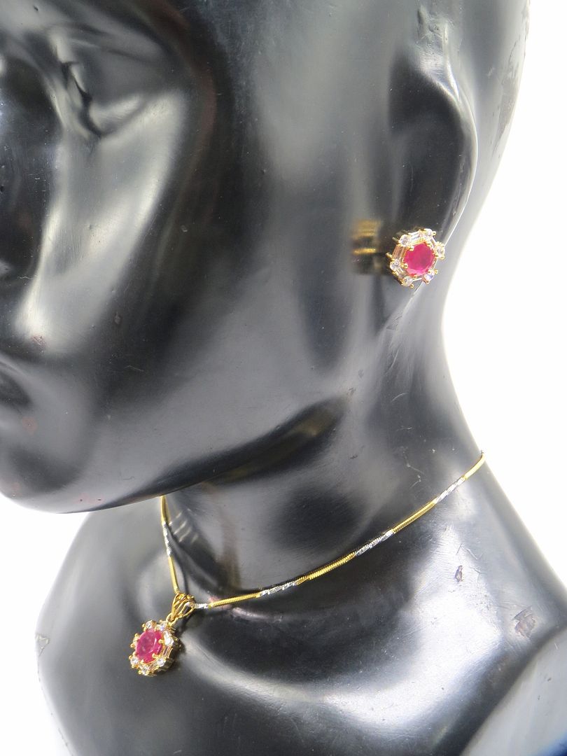 Jewelshingar Jewellery Ruby Colour Pendant Set For Women ( 55647PSD )