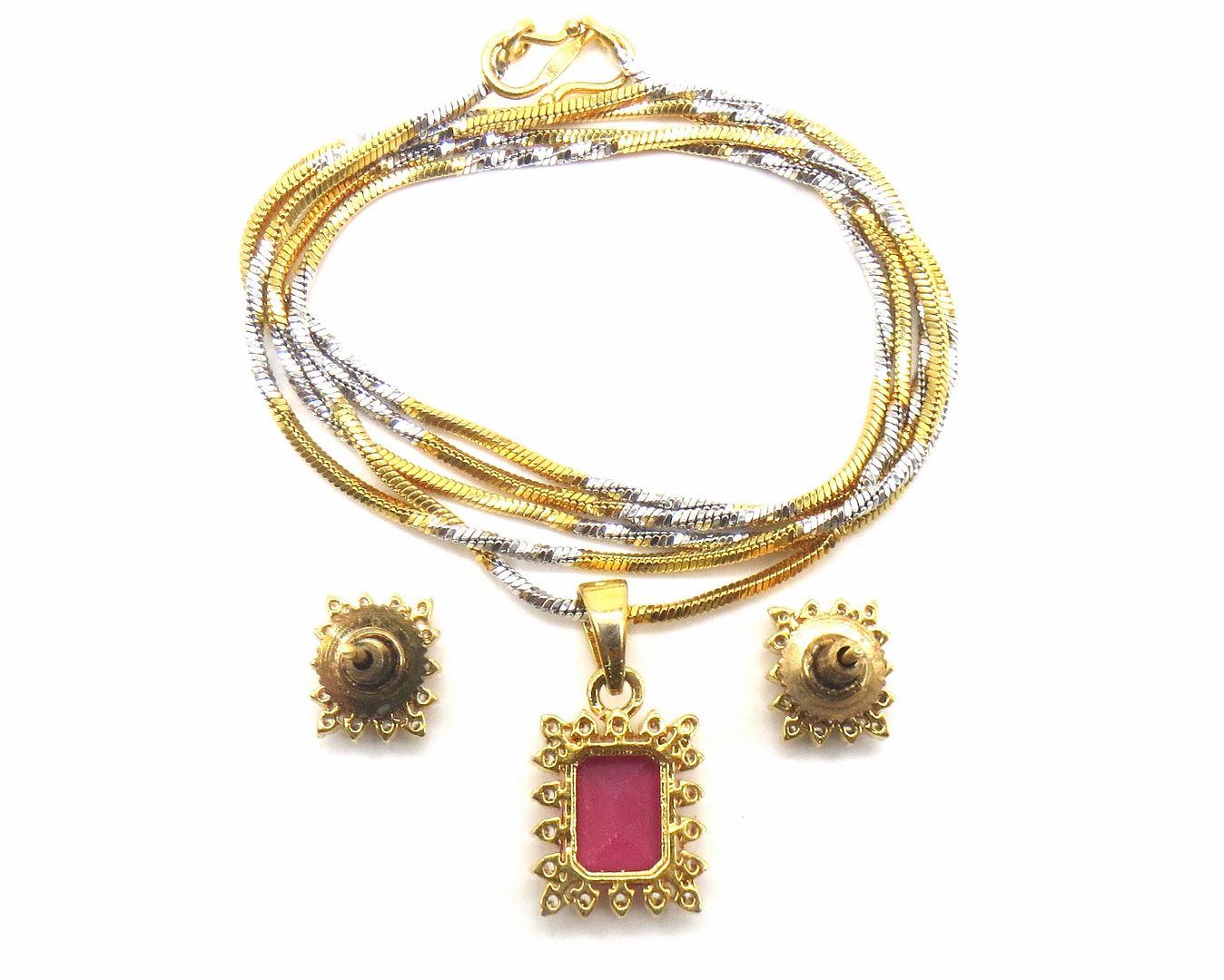 Jewelshingar Jewellery Ruby Colour Pendant Set For Women ( 55652PSD )