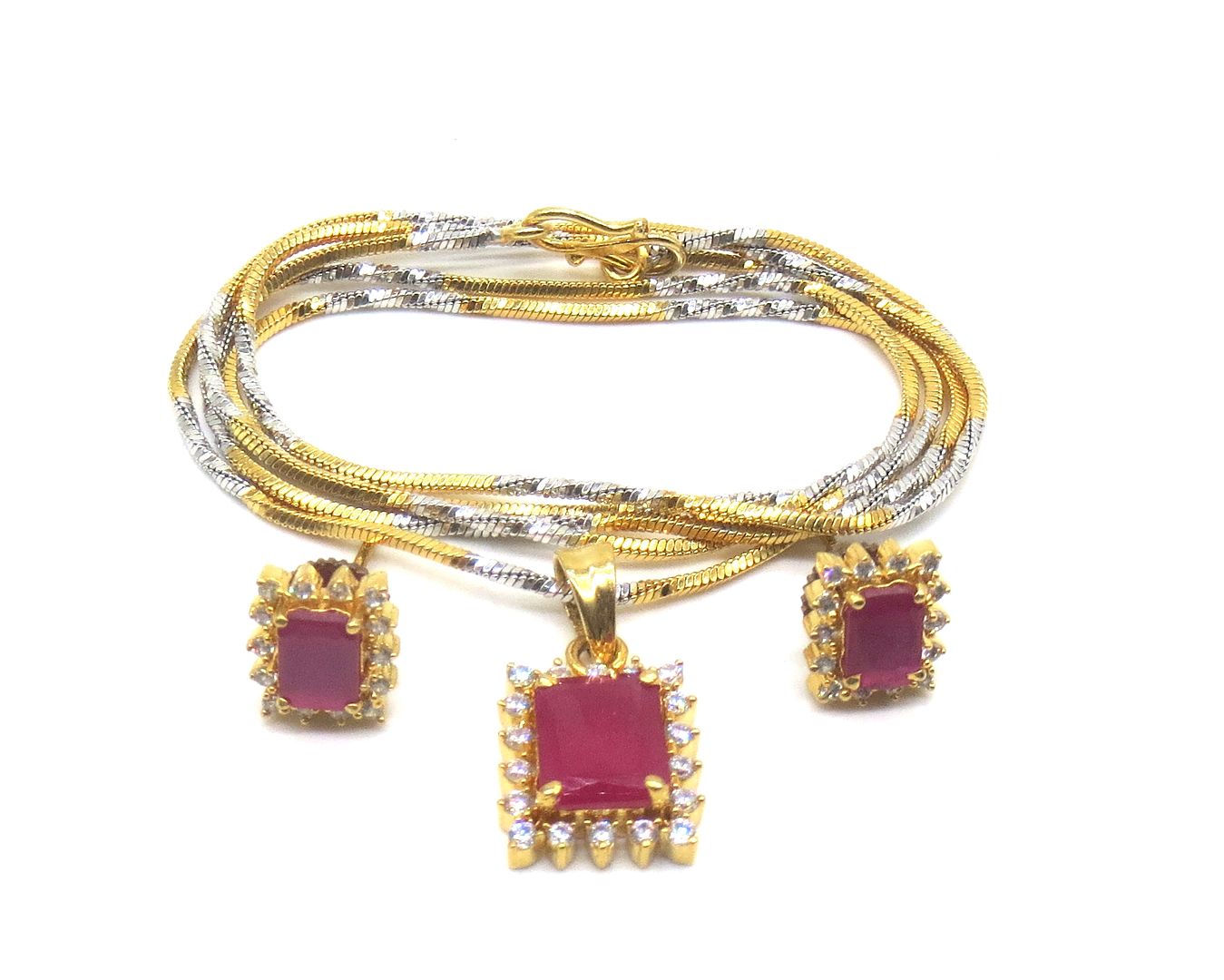 Jewelshingar Jewellery Ruby Colour Pendant Set For Women ( 55652PSD )