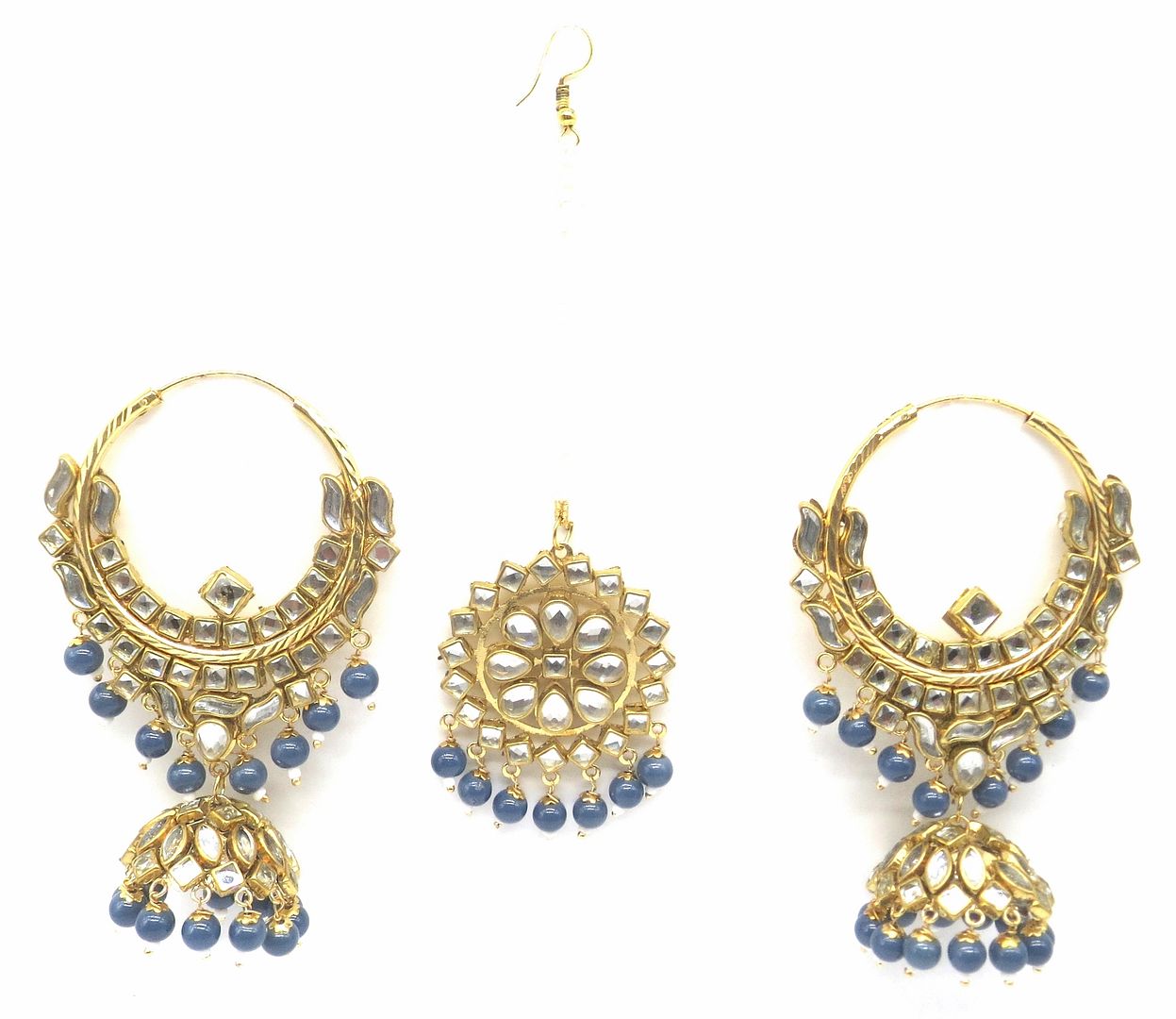 Jewelshingar Jewellery Grey Colour Maangtikka Earring For Women ( 55801MES )