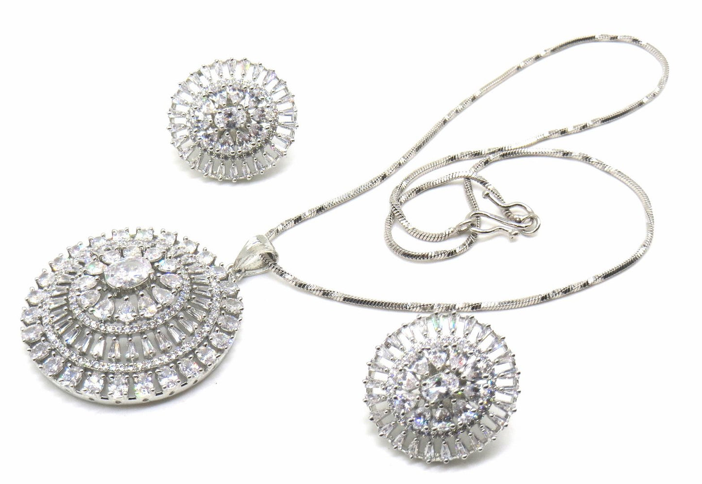 Jewelshingar Jewellery Silver Colour Pendant Set For Women ( 56016PSD )