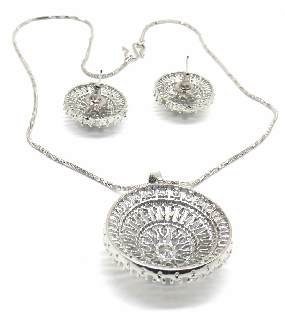 Jewelshingar Jewellery Silver Colour Pendant Set For Women ( 56016PSD )
