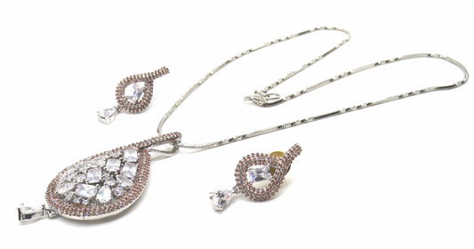 Jewelshingar Jewellery Silver Colour Pendant Set For Women ( 56025PSD )