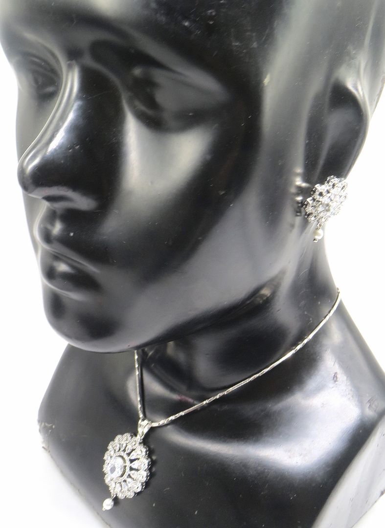 Jewelshingar Jewellery Silver Colour Pendant Set For Women ( 56029PSD )