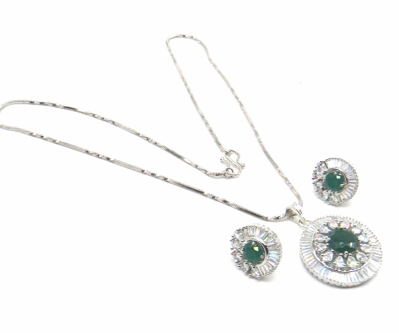 Jewelshingar Jewellery Green Colour Pendant Set For Women ( 56060PSD )