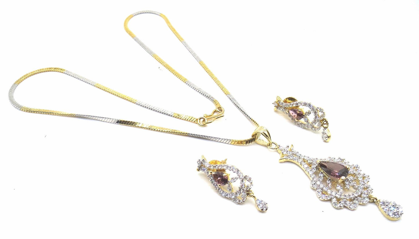 Jewelshingar Jewellery Purple Colour Pendant Set For Women ( 56139PSD )