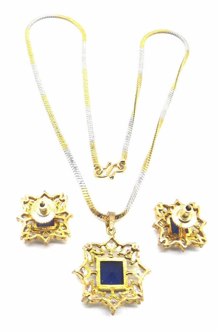 Jewelshingar Jewellery Blue Colour Pendant Set For Women ( 56174PSD )