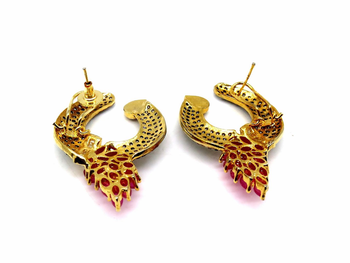 Jewelshingar Jewellery Gold Plated Red Colour Earrings For Women ( 56213EAD )