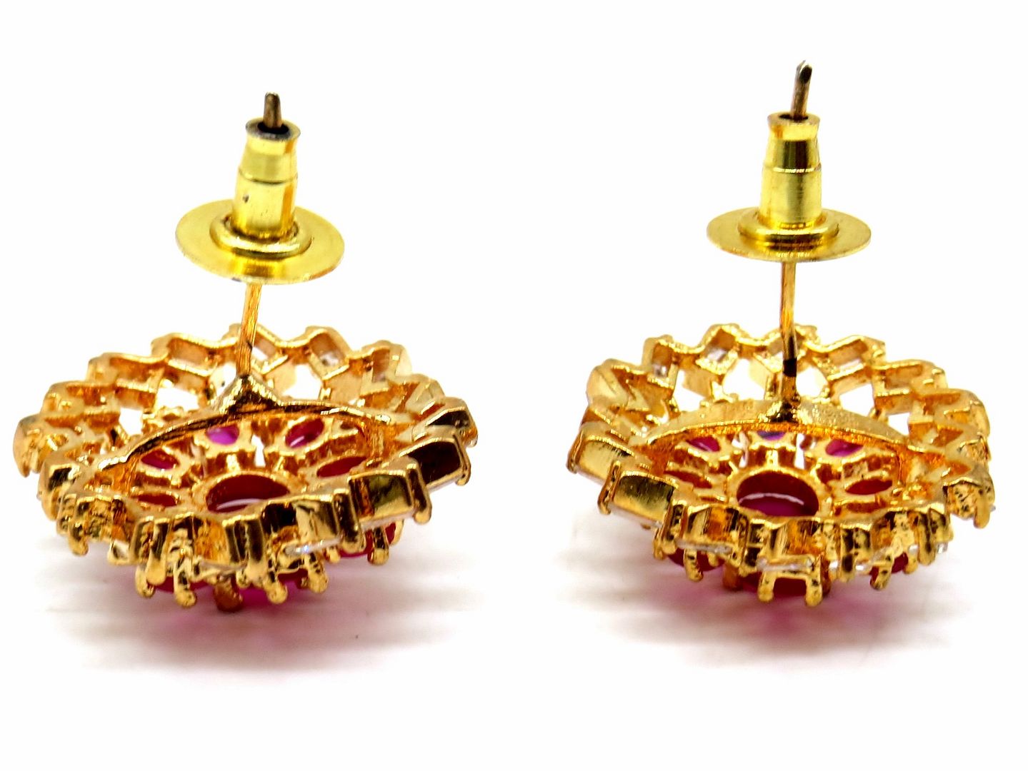 Jewelshingar Jewellery Gold Silver Plated Red Colour Earrings For Women ( 56298GJT )