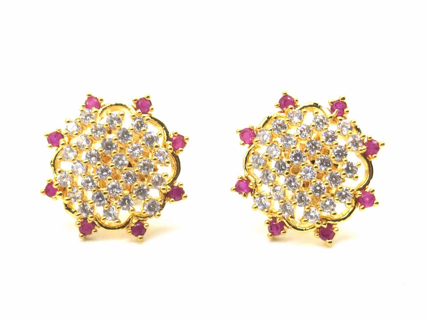 Jewelshingar Jewellery Gold Silver Plated Red Colour Earrings For Women ( 56337GJT )